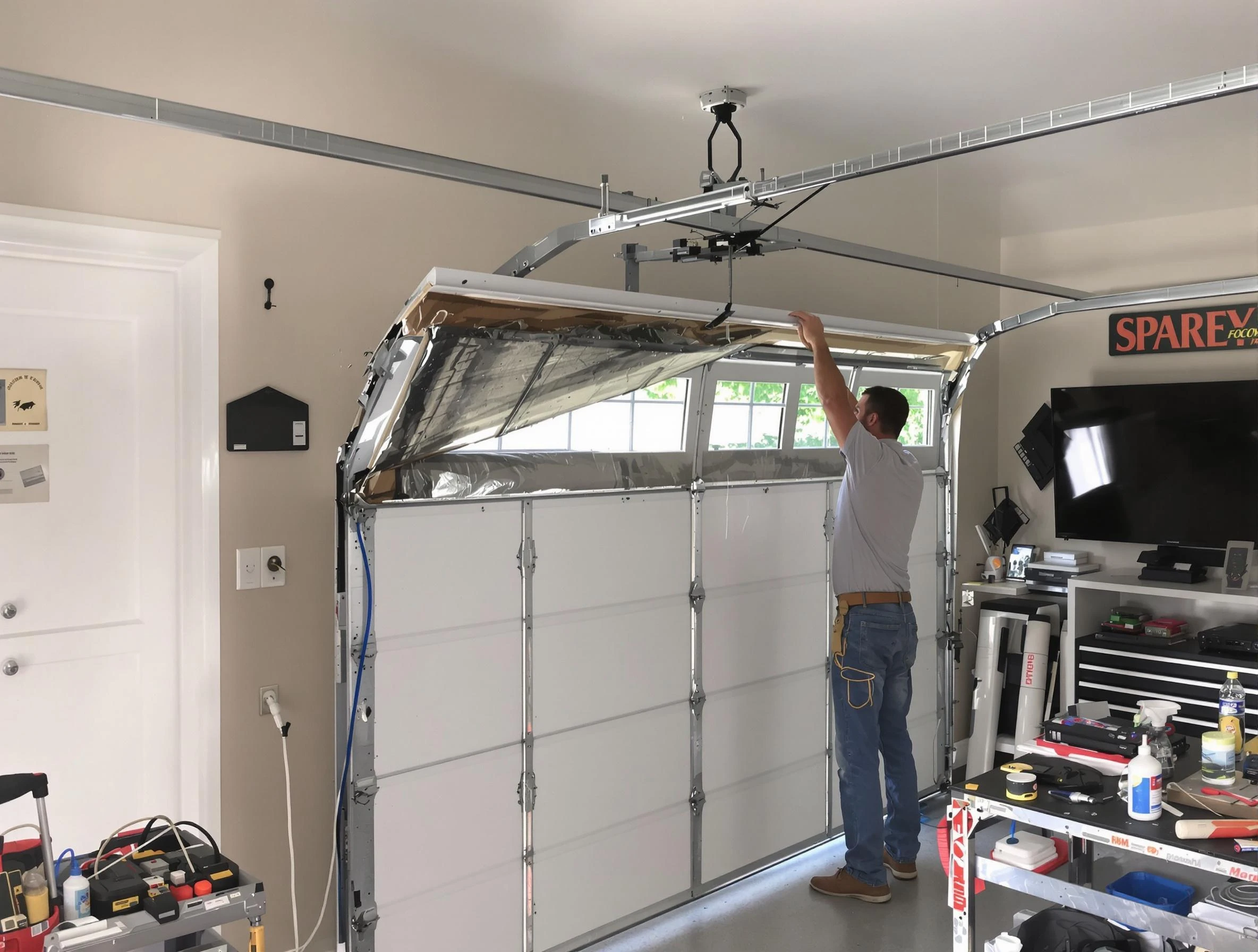 Garage door section replacement by Sheridan Garage Door Repair in Sheridan